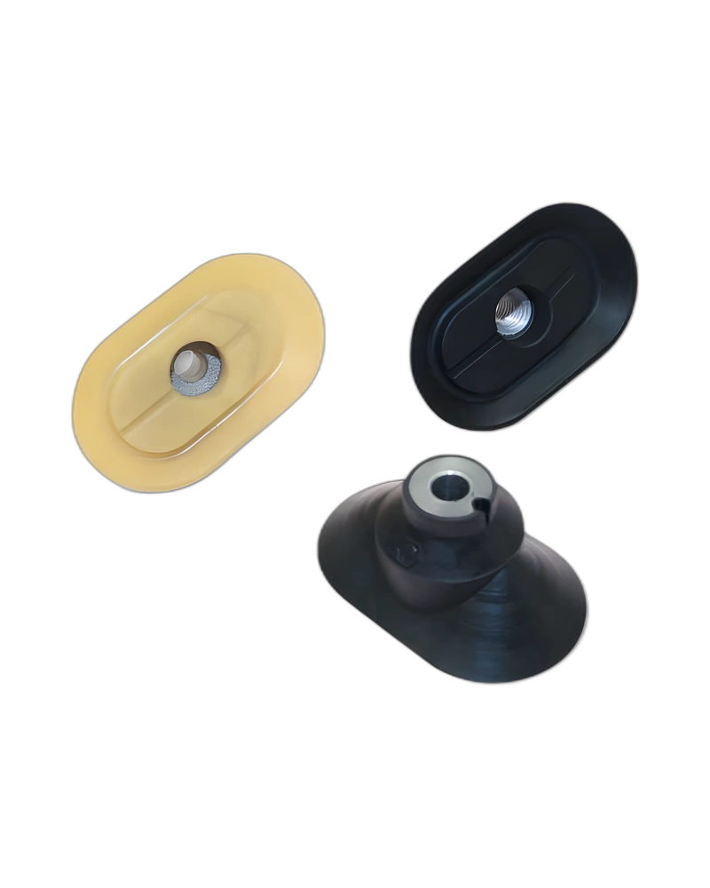 Elliptical vacuum cups with vulcanised support